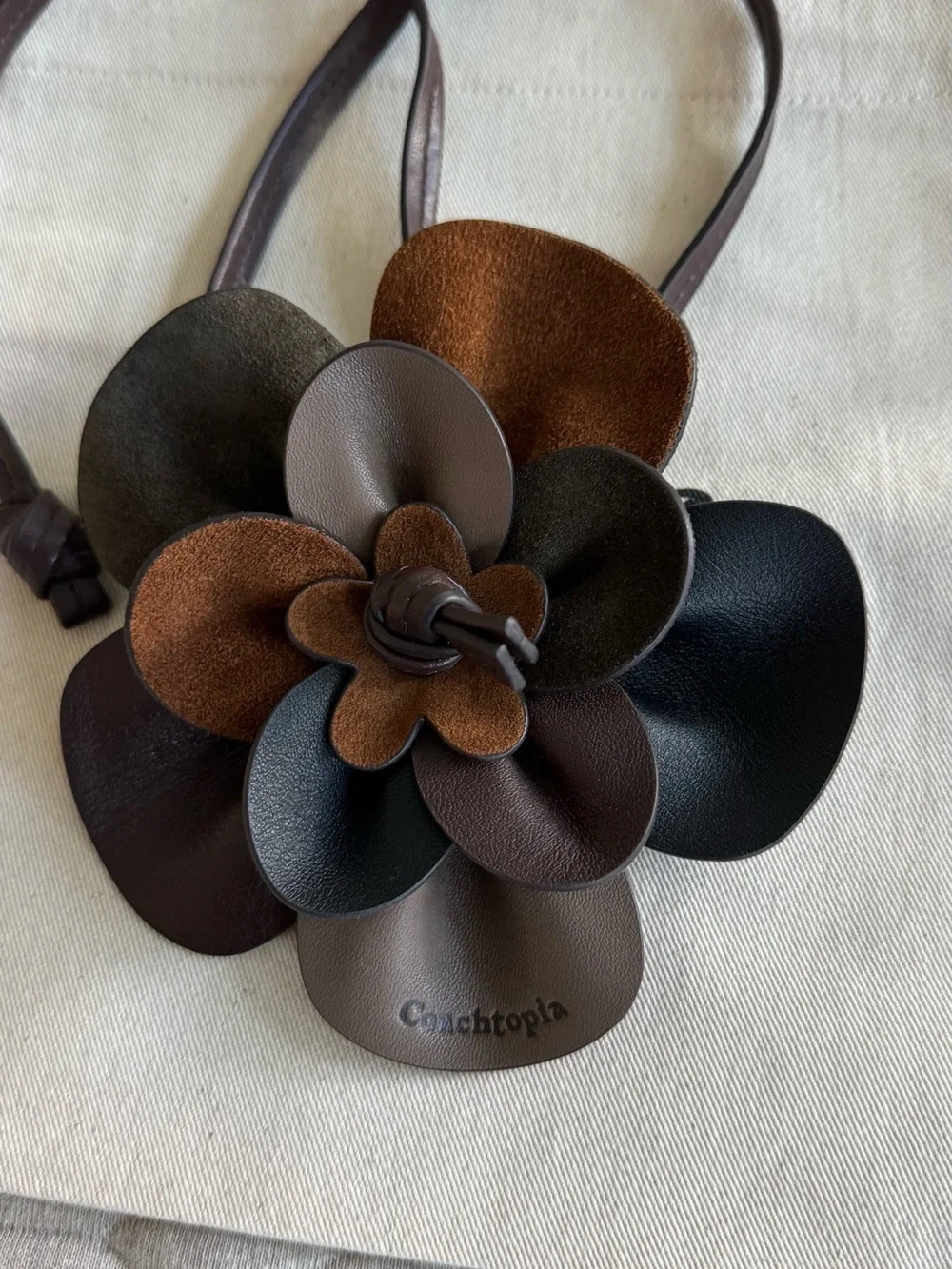 Coach Coachtopia Multi-Tone Brown & Black Leather Rose Bag Charm